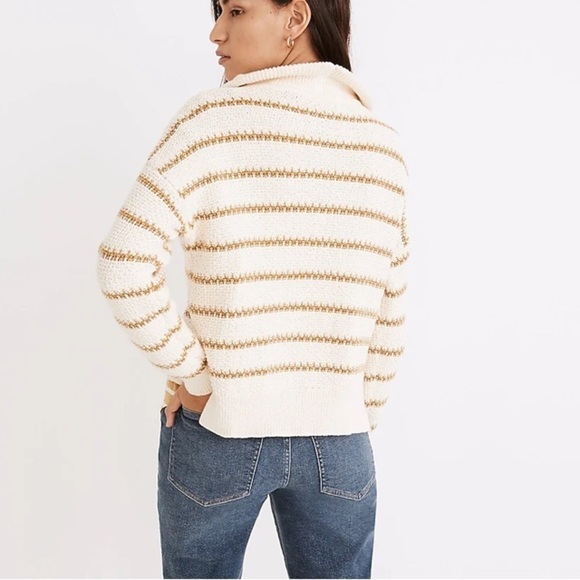 Madewell Canby Button Mockneck Sweater in Stripe size XS, good used condition - Picture 3 of 11